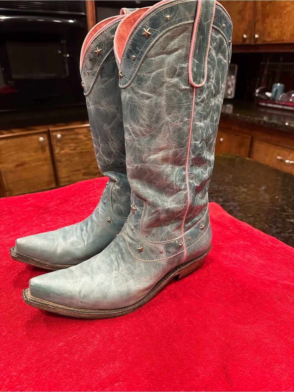 Women’s teal  Western Cowboy Boots with Star Stud Accents